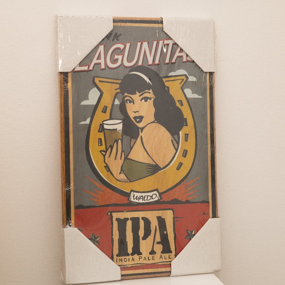 Lagunitas Lucky Waldo Millie IPA Beer Wooden Sign